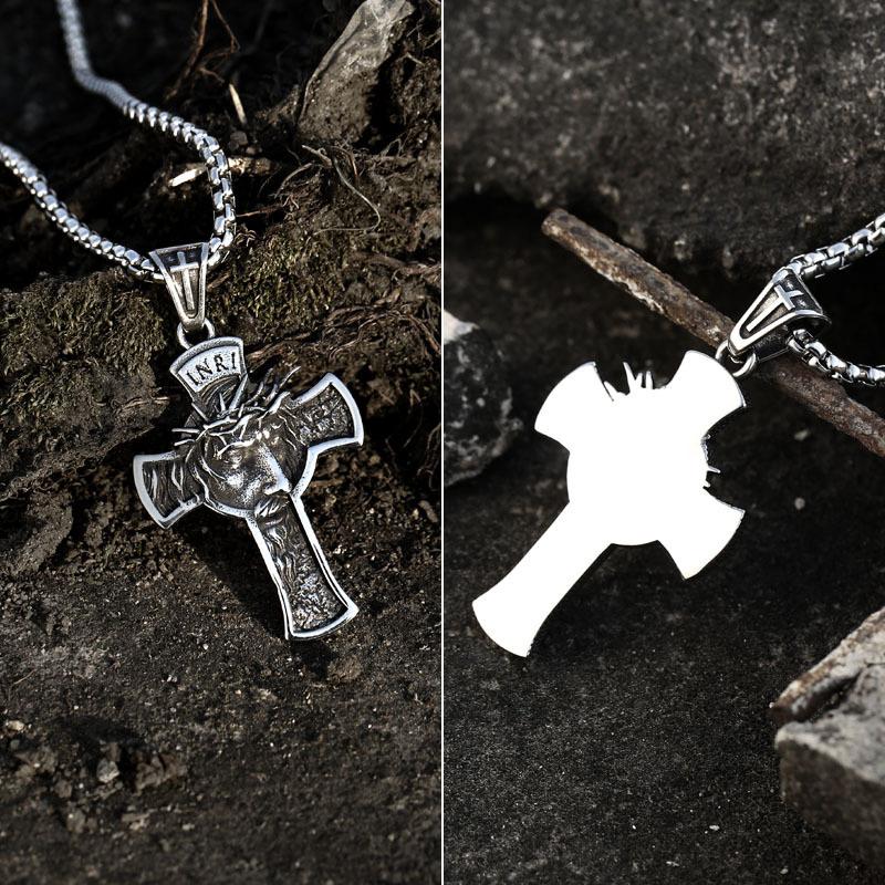 Pendant Necklaces Christ Jesus Crucifix Necklace Stainless Steel Christian Thorns Crown For Men Women Religious Jewelry