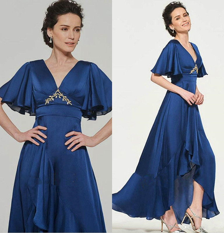 Royal Blue Mother of the Bride Dresses Short Sleeves Wedding Guest Mother's Dress Hi-Lo Tired Evening Party Gowns
Royal Blue Mother of the Bride Dresses Short Sleeves Wedding Guest Mother's Dress Hi-Lo Tired Evening Party Gowns