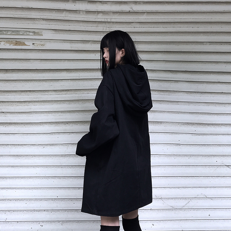 Women's Fashion Gothic Punk Hoodie Women's Jacket Jacket Long Sweatshirt Long Section 201112