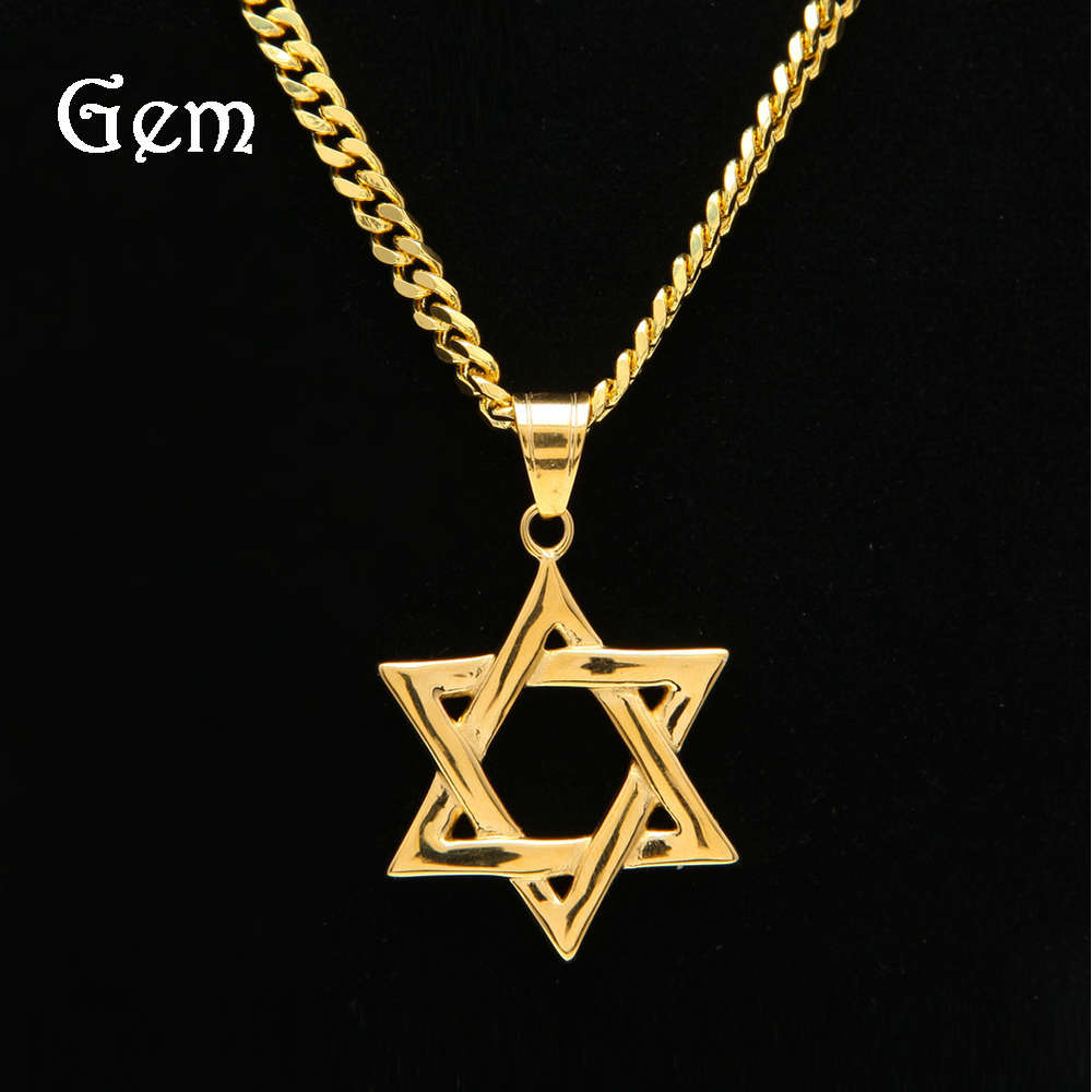 New David's star titanium steel six pointed star pendant high quality color preserving hip hop Necklace
New David's star titanium steel six pointed star pendant high quality color preserving hip hop Necklace