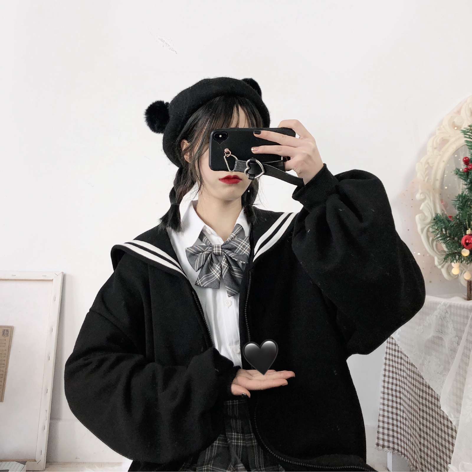 Winter Kawaii Sweet Girls Oversized Hoodie Streetwear Sailor Collar Sweatshirt Women Harajuku Zipper Outerwear Coat Black Blue, Black;white
Winter Kawaii Sweet Girls Oversized Hoodie Streetwear Sailor Collar Sweatshirt Women Harajuku Zipper Outerwear Coat Black Blue, Black;white