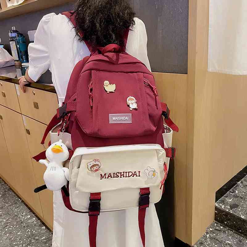 Korean version of the new Harajuku primary and secondary school cute college style backpack small fresh girl schoolbag, Red
Korean version of the new Harajuku primary and secondary school cute college style backpack small fresh girl schoolbag, Red