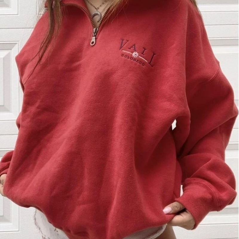 Autumn Gray Letter Embroidery Sweatshirt Women Oversized Vintage POLO Collar Casual Pullovers New Girls Warm Cotton Winter 201204