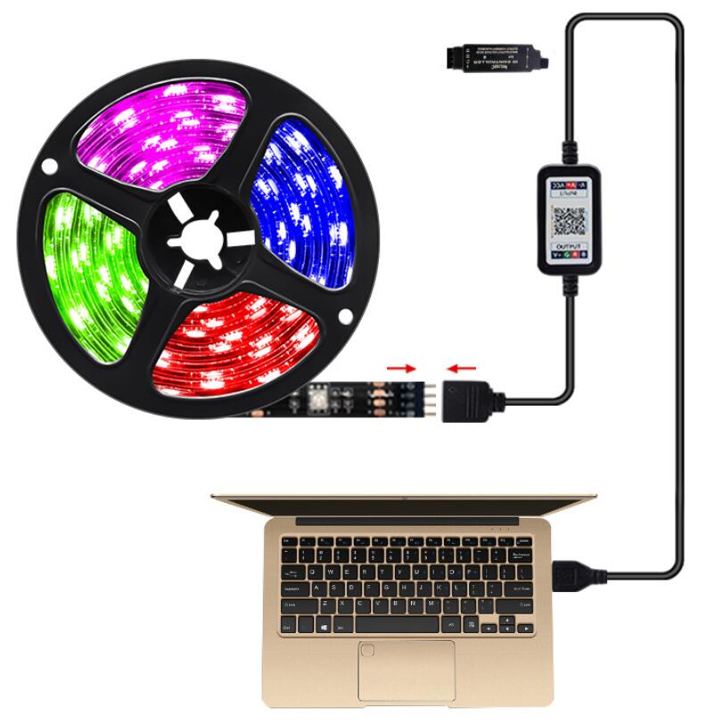 USB LED Strip Light Set 5050 RGB Waterproof Colorful USB Bluetooth Control Desk Decor Screen TV Background Atmosphere Light 1M 2M 3M