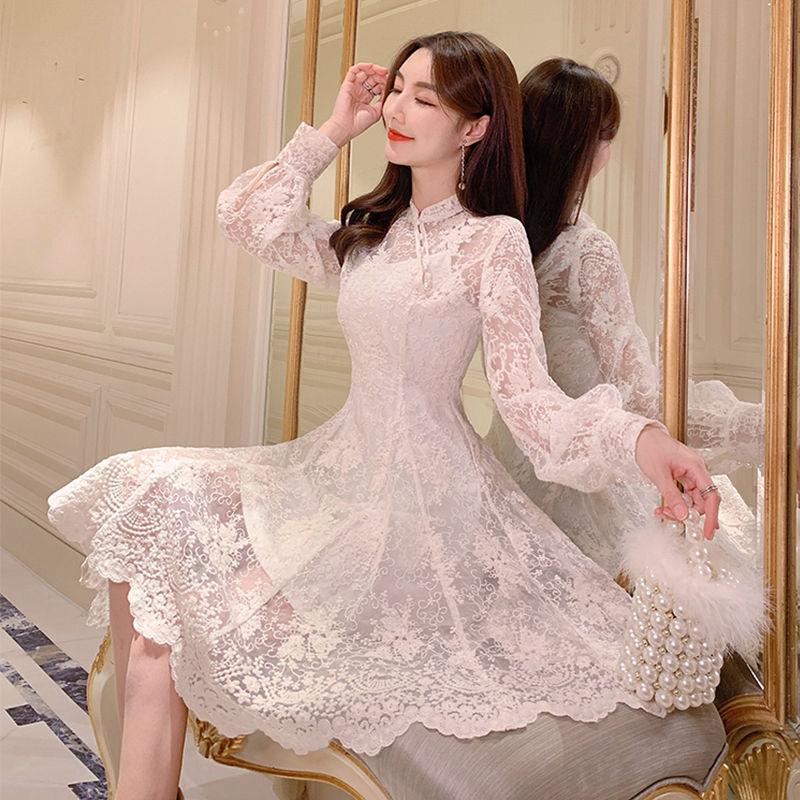 Casual Dresses Elegant Fairy Dress Women French Style Designer Party Long Sleeve Vintage Chiffon Dres Women's Clothing Autumn 2021