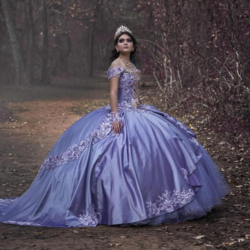Lavender Quinceanera Dress Ball Prom Gowns Applique Off the Shoulder lace floral lace-up Vestidos Para XV Años Beaded Sweet 16 Dress