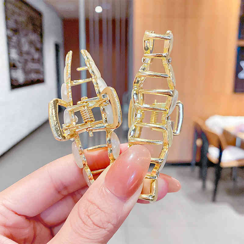 Hair Jewelry Accessories Korean Large Rhinestone Pin Opal Metal Grab Clip Female Back of Head Pan Shark Headdress