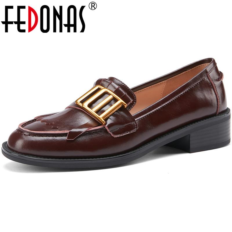 FEDONAS Retro Newest Shoes For Women Hanged Metal Chunky Heels Pumps Female Genuine Leather Spring Newest Working Shoes Woman, Brown
FEDONAS Retro Newest Shoes For Women Hanged Metal Chunky Heels Pumps Female Genuine Leather Spring Newest Working Shoes Woman, Brown
