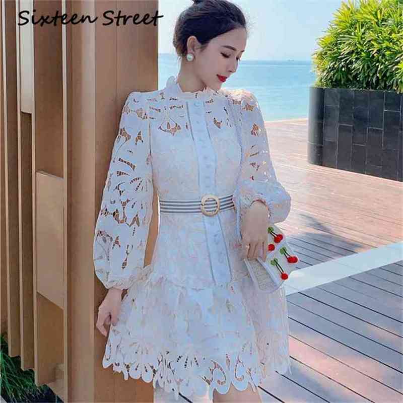 Spring hollow out embroidery Dress Woman lantern sleeve single-breasted runway chic mini lace dress female autumn 210603, Red
Spring hollow out embroidery Dress Woman lantern sleeve single-breasted runway chic mini lace dress female autumn 210603, Red