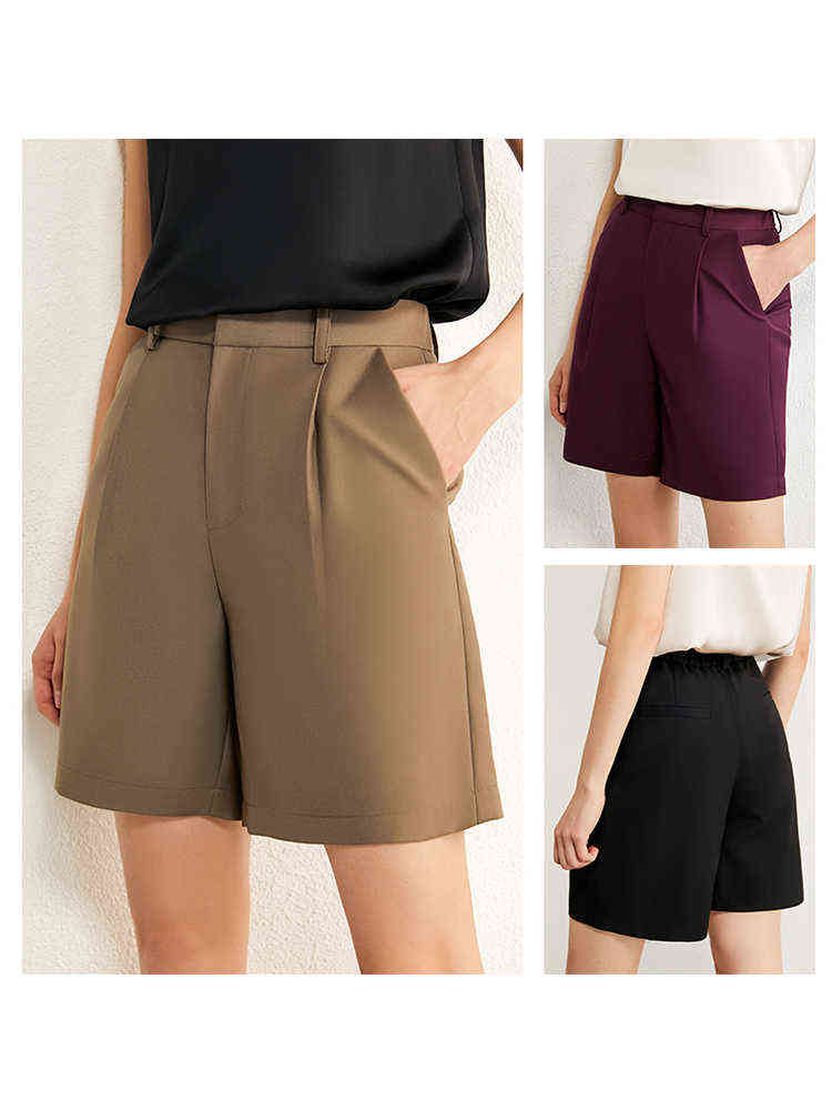 AMII Minimalism Autumn Causal Women Set Solid Lapel Double Breasted Office Coat High Waist Loose Shorts Female Suit 12060012 211105