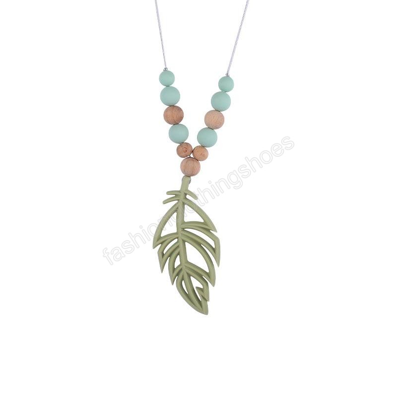 Silicone Leaves shape Teether necklace Baby tree leaf Teething Toy Nursing Soothers infant Chewable Sensory Teethers Pendant