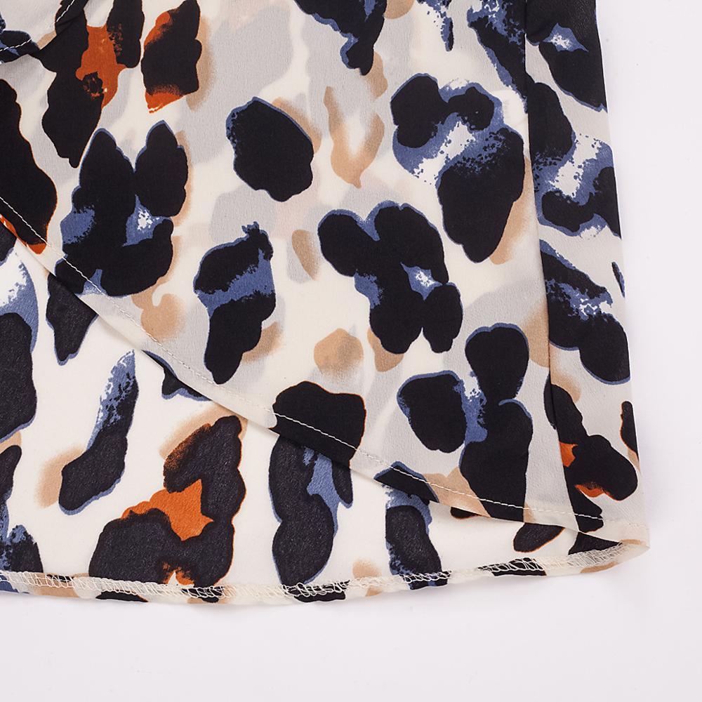 Chiffon Skirts Womens Summer High Waist Leopard A Line Slit Long Skirts Lace Up Wrap Clothes Fashion Midi Skirt For Women 210306