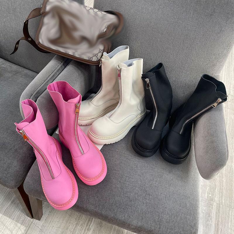 Boots 2022 Autumn Women Zip Ankle Boot For High Quality Leather Comfort Casual Platform Shoes Durable Heighten Shoe