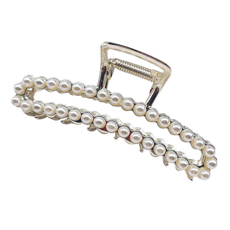 Hair Accessories Jewelry Korean Pearl Rhinestone pin Top Clip at the Back of Head Elegant Female Curling Headdress Bath Grab