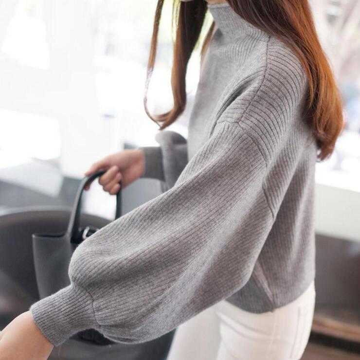 Women's Coarse Wool Sweater Warm Spring Autumn Winter Casual Sleeved Pullover 210918