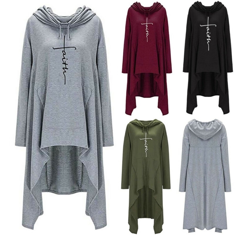 Plus Size Irregular Hoodies Sweatshirt Women Solid Fashion Hooded Sweatshirt For Women Loose Mantle Hooded Pullover Outwear Coat 201209