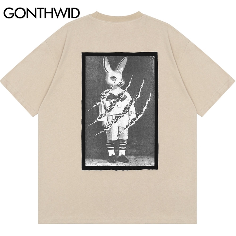Tshirts Hip Hop Rabbit Patchwork Punk Rock Gothic T-Shirts Summer Harajuku Hipster Short Sleeve Casual Loose Tees Tops 210602, White
Tshirts Hip Hop Rabbit Patchwork Punk Rock Gothic T-Shirts Summer Harajuku Hipster Short Sleeve Casual Loose Tees Tops 210602, White