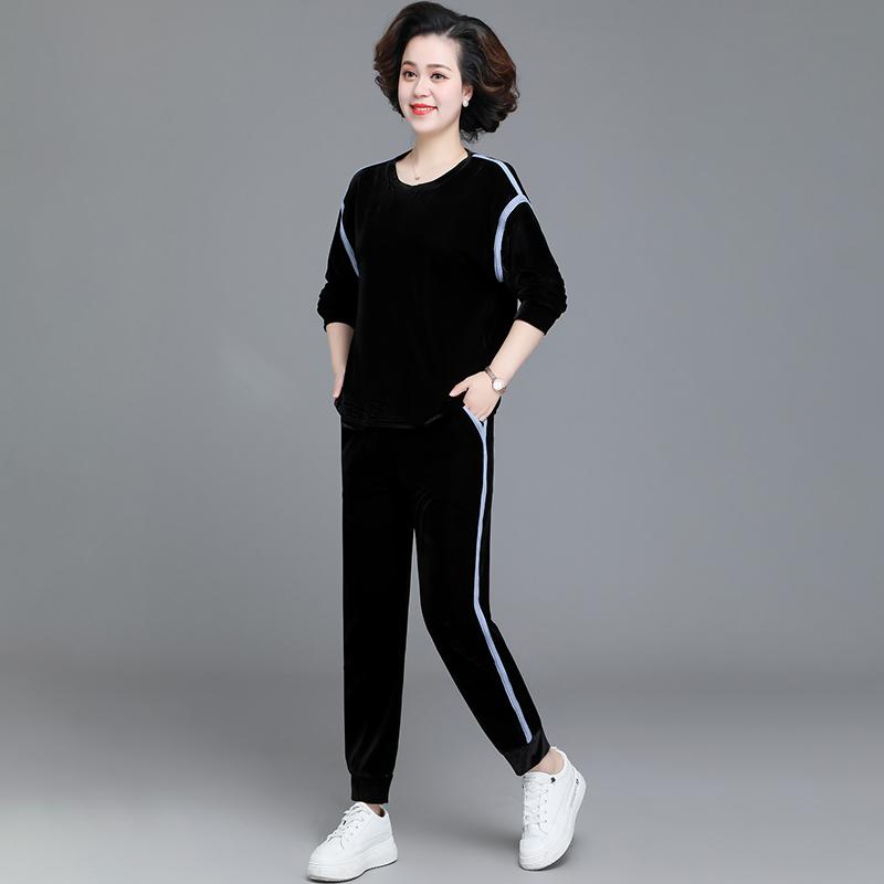 Women's Two Piece Pants Casual Tracksuit Set Women Tops And Outfits Autumn Solid Sweatpants Turndown Collar Pullover