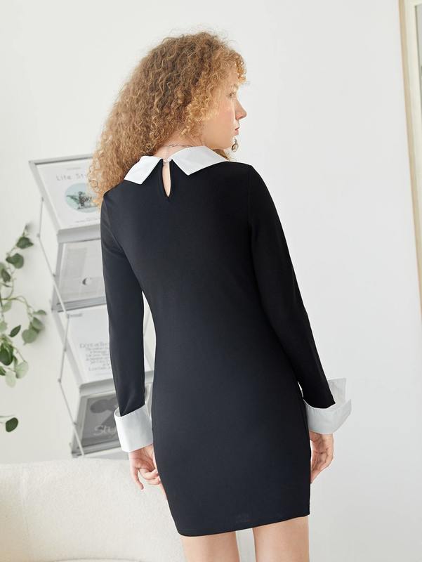Teen Girls Contrast Collar Dress SHE