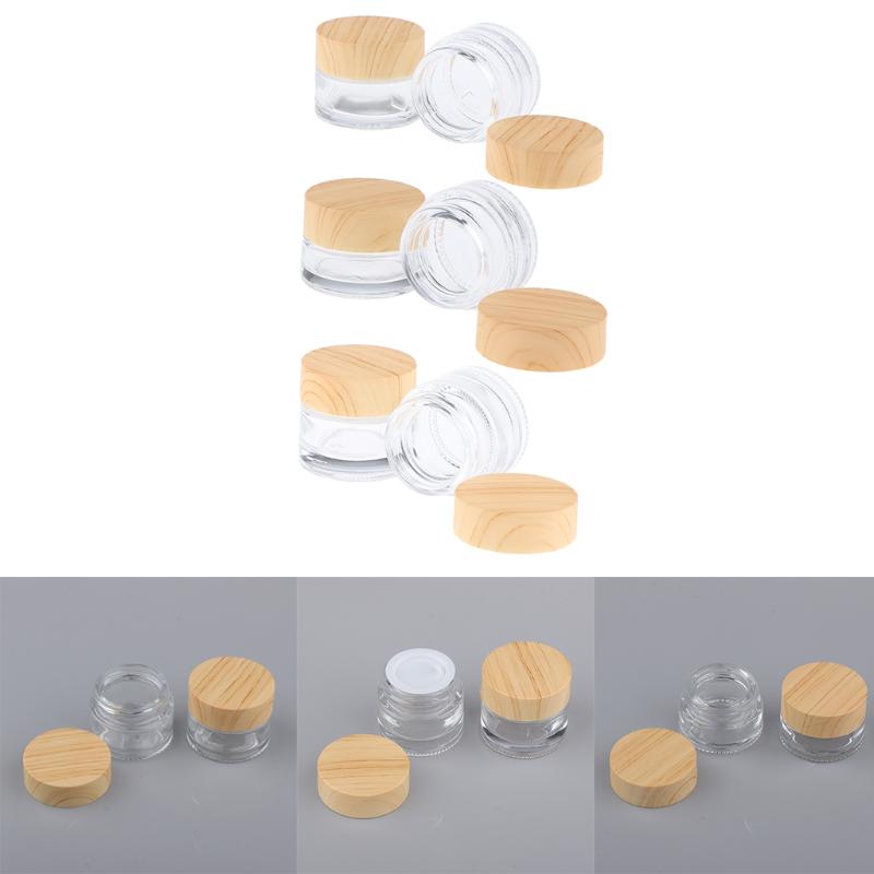 6pcs Glass Bottle Cosmetic Makeup Jar Cream Lip Containers 5g/10g/15g
