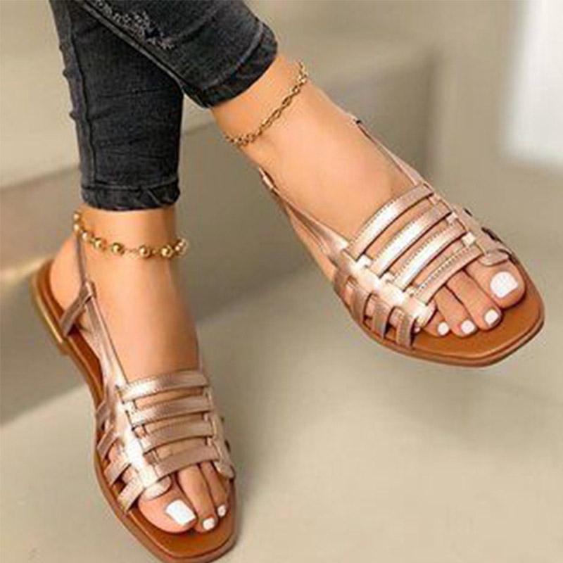 2021 Women Sandals Woman Gladiator Open Toe Casual Beach Shoes Female Hollow Out Flats Women's Outdoor Summer Footwear Plus Size
