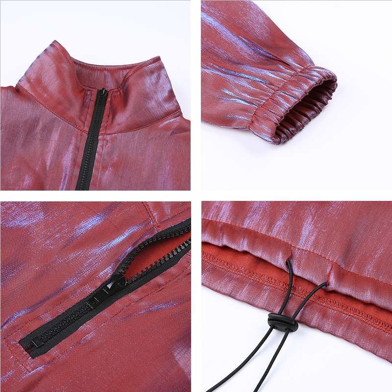 Rapwriter Fashion Turtleneck Zipper Drawstring Hem Harajuku Discolor Sweatshirt Women Autumn Long Sleeve Crop Top Pullovers 201102