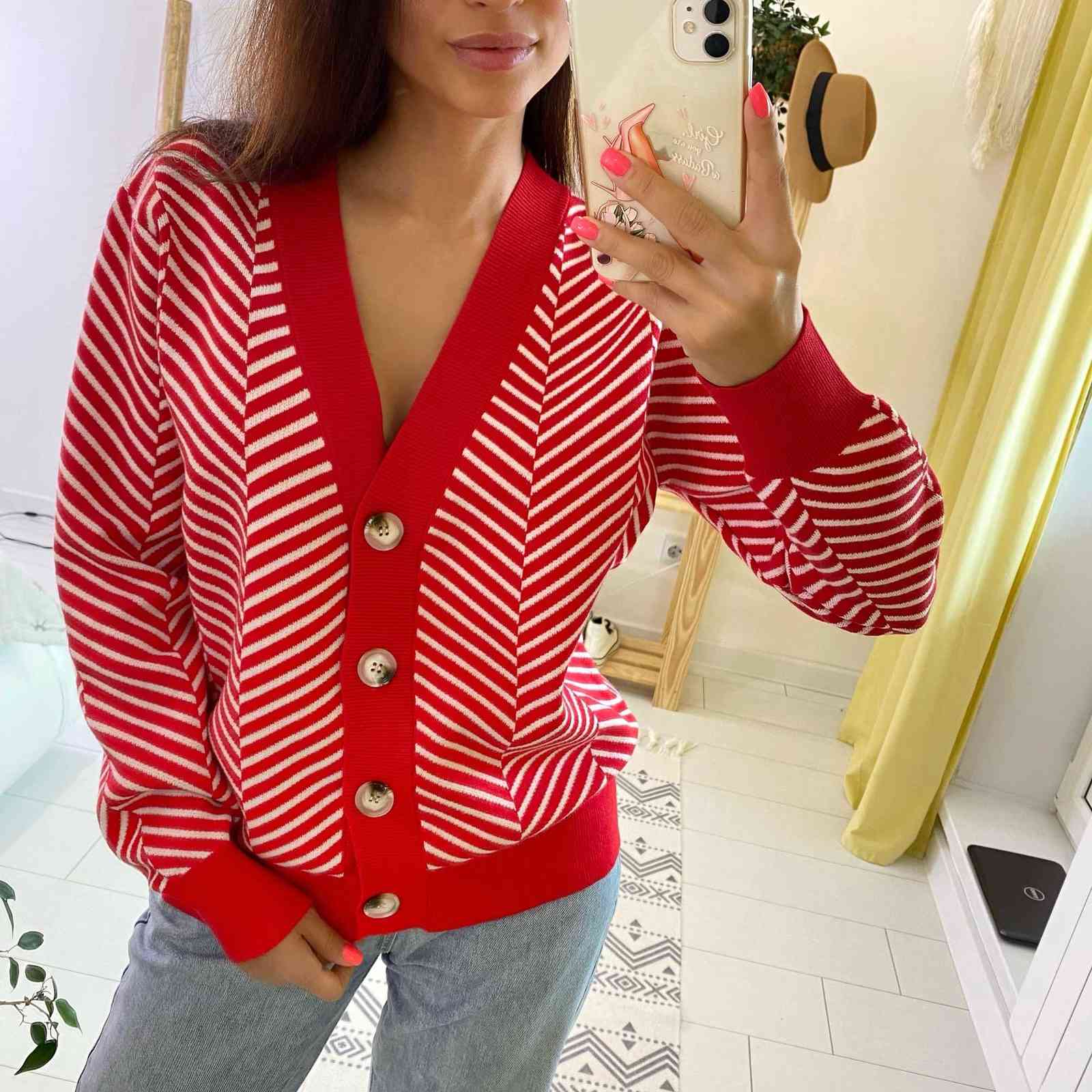 HLBCBG Single Breasted V Neck Women Button Black Christmas Tree Cardigan Sweater Knitted Loose Oversized Jumper Top Jacket Coat 210914