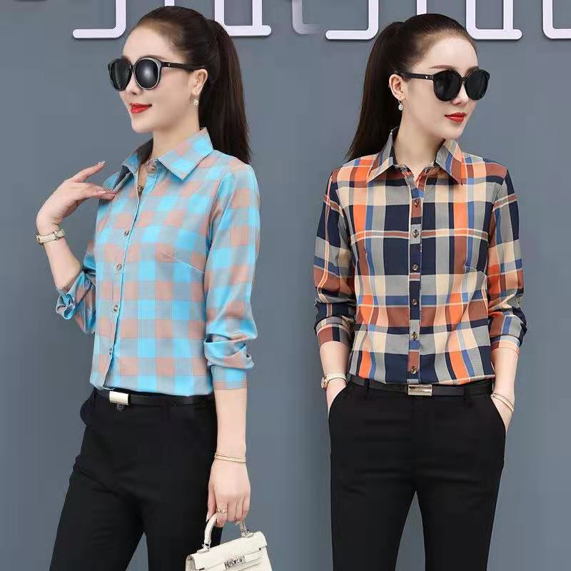 2021 New Korean Style Womens Blouse Spring Summer Plaid Shirt Women Chic Turn-down Collar Design Slim Base Shirt Female Clothes, White
2021 New Korean Style Womens Blouse Spring Summer Plaid Shirt Women Chic Turn-down Collar Design Slim Base Shirt Female Clothes, White