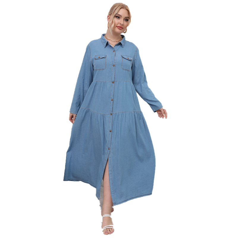 Plus Size Dresses Women's Denim Dress Long Sleeve Lapel Button Pocket Pleated Solid Color Loose Casual Length 009, Black
Plus Size Dresses Women's Denim Dress Long Sleeve Lapel Button Pocket Pleated Solid Color Loose Casual Length 009, Black
