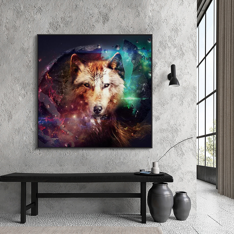 Modern Minimalism Style Cool Wolf Animal Oil Canvas Painting Posters And Prints Wall Pictures For Living Room Decor Unframed