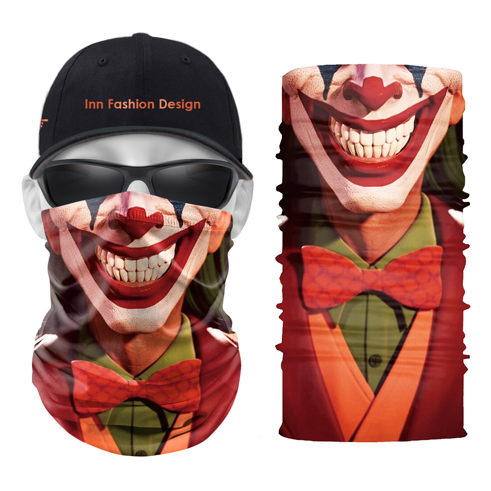 Clown Pattern Printed Magic Scarf 5 Pieces Per Package High Quality Comfortable Fashion Riding Sunscreen Seamless Wweat Absorption High Elasticity