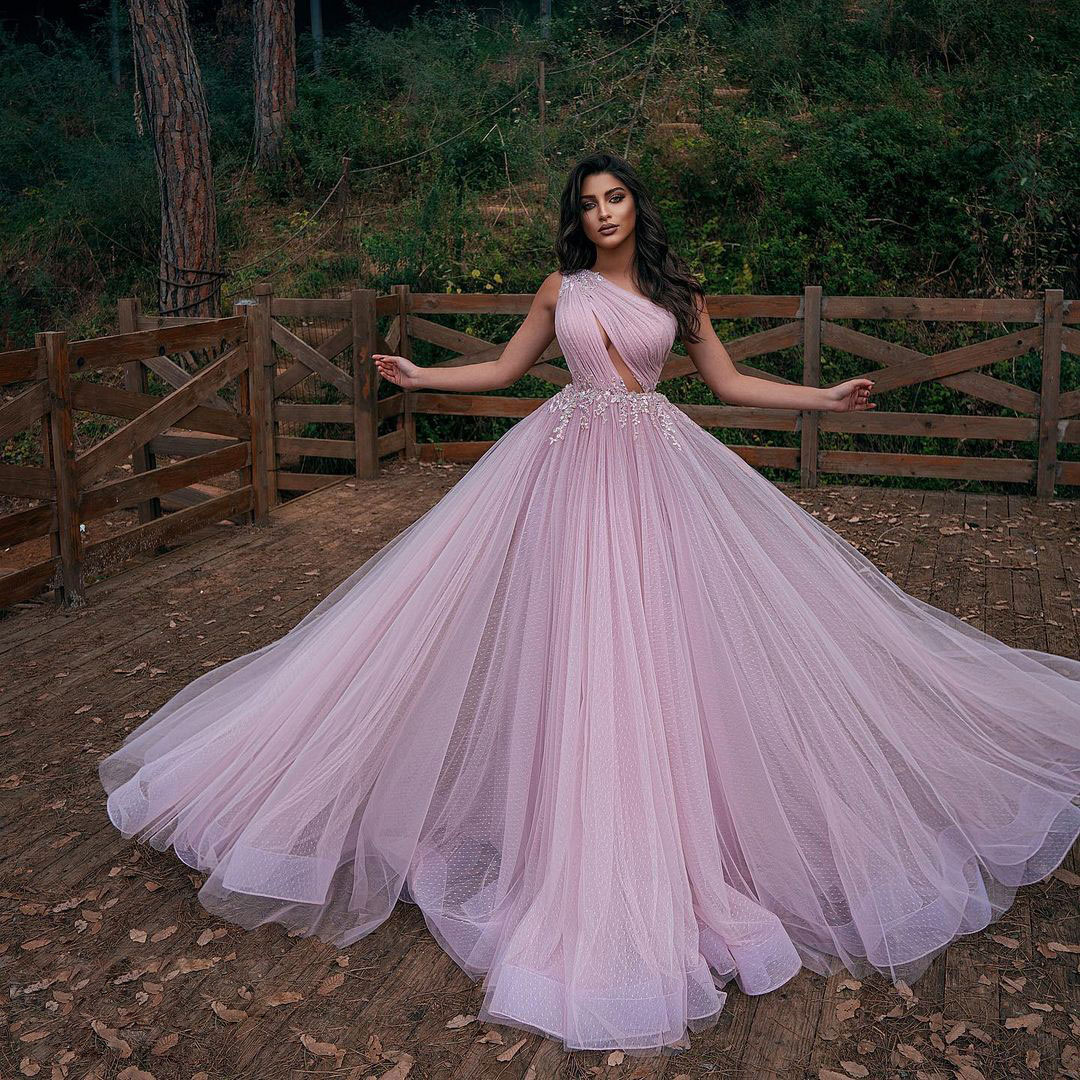 Stylish Lace Appliqued Prom Dresses One Shoulder Neck Pleated Evening Gowns Sweep Train Dot Tulle A Line Formal Dress, Same as picture
Stylish Lace Appliqued Prom Dresses One Shoulder Neck Pleated Evening Gowns Sweep Train Dot Tulle A Line Formal Dress, Same as picture