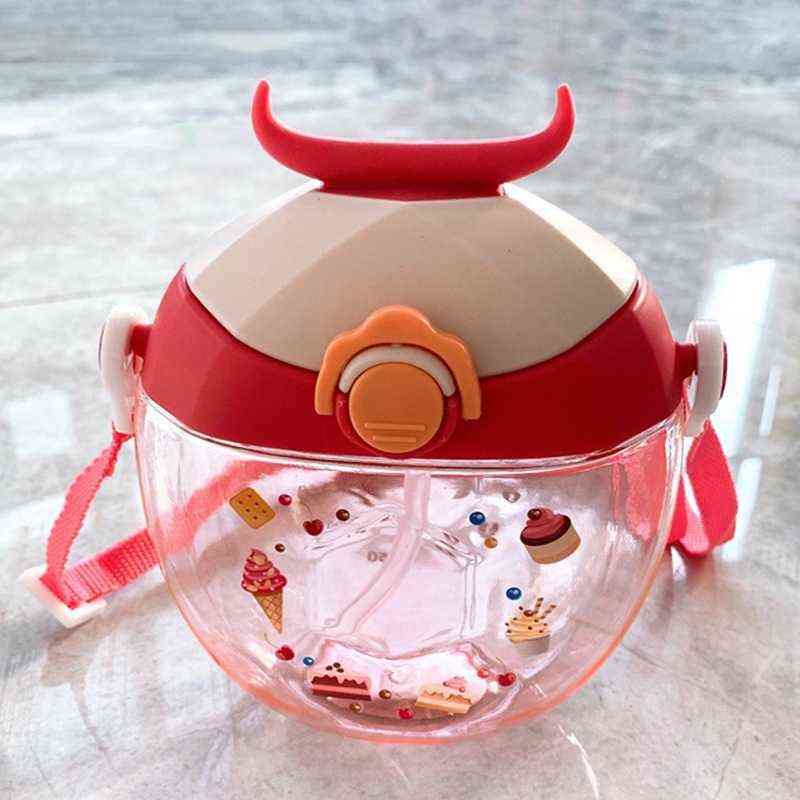 Baby Feeding Cup with Straws Lovely Donuts Shape Water Cups Cartoon Leakproof Water Bottles Outdoor Kids Training Drinking Tool 211027