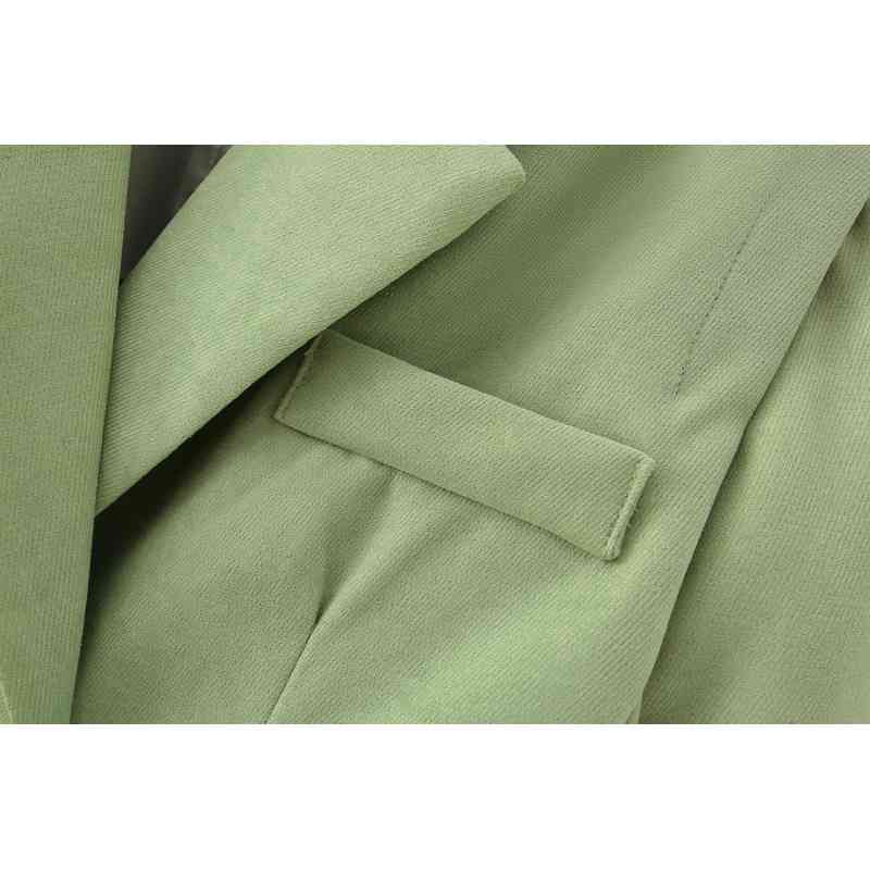 vintage women elegant green short blazer jacket fashion ladies notched collar suit casual female suits cute girls chic 210527