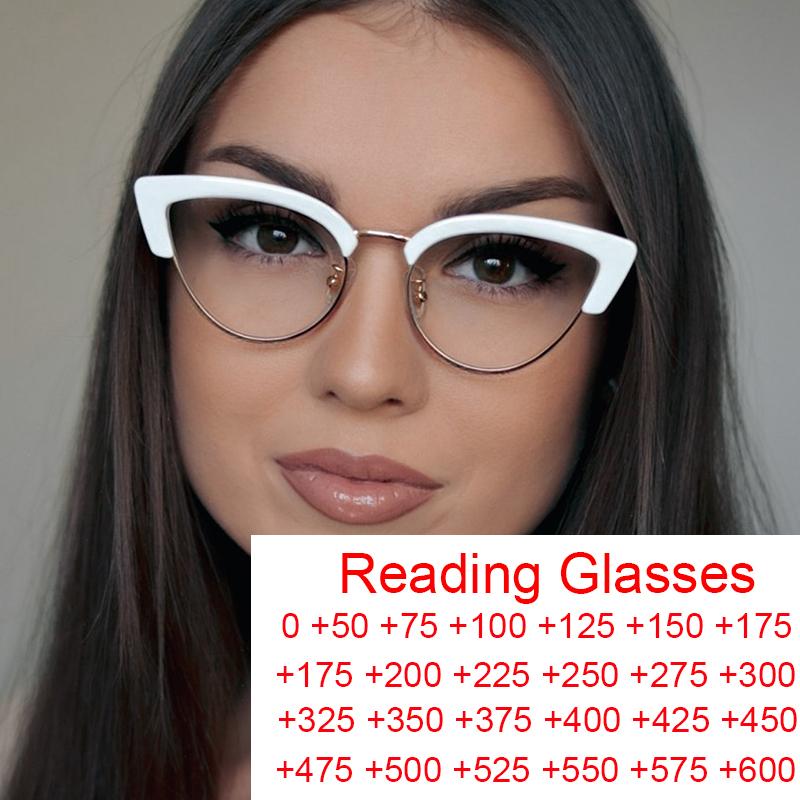 Sunglasses Optical Anti Blue Light Reading Glasses Women White Cat Eye Frame Fashion Designer Luxury Prescription Eyeglasses Diopter +1.75
Sunglasses Optical Anti Blue Light Reading Glasses Women White Cat Eye Frame Fashion Designer Luxury Prescription Eyeglasses Diopter +1.75