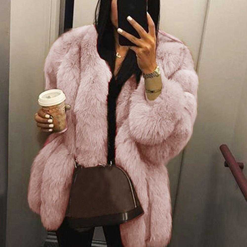 Winter Solid Color Thicken Faux Fur Coat Women Loose Warm Long Sleeve Jacket C0925, Black
Winter Solid Color Thicken Faux Fur Coat Women Loose Warm Long Sleeve Jacket C0925, Black