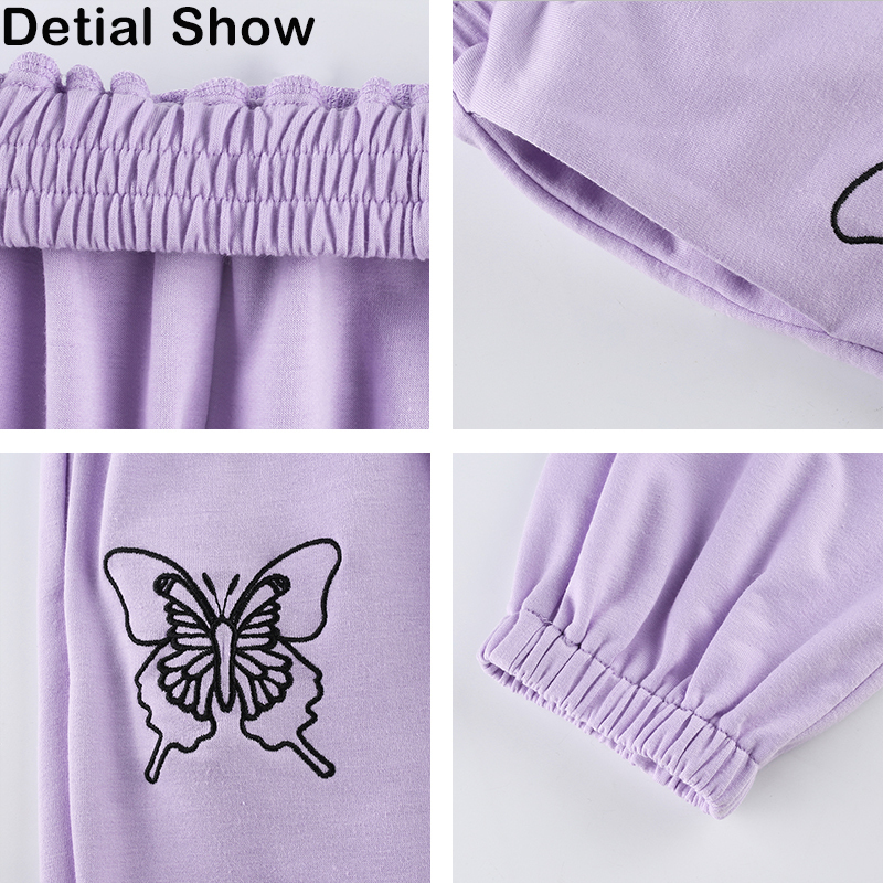 Rapwriter Loose Pant Summer Stretch High Waist Pants Streetwear Jogger Pencil Pant Purple 201012