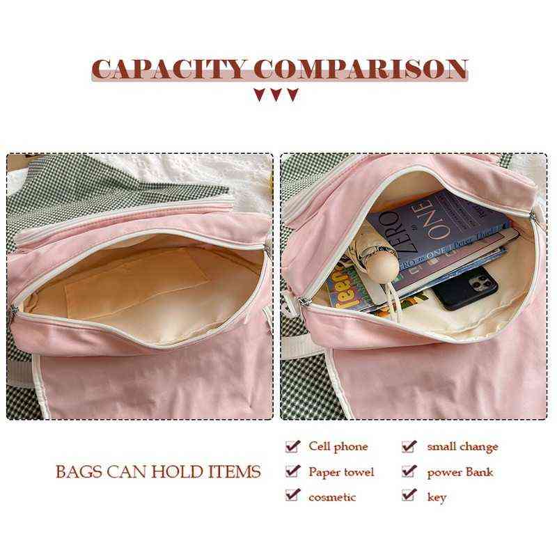 Women Kawaii Backpack for School with Clear Pocket Japanese Harajuku Girls Shoulder Bag Cute Kawaii Heart Ita Bag Anime Y1105