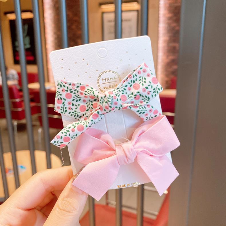 2 Pcs/Set Baby Girls Clip Flower Bowknot Hairpin Sweet Princess Barrettes Kid Hair Accessories 6 Color Optional BT6624