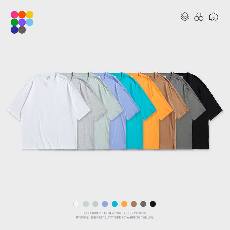 INFLATION Summer Style Unisex Casual Plain T-shirts Crew Neck Cotton Oversized Tees Men Fashion Hip Hop T-Shirts 0057S21 210629