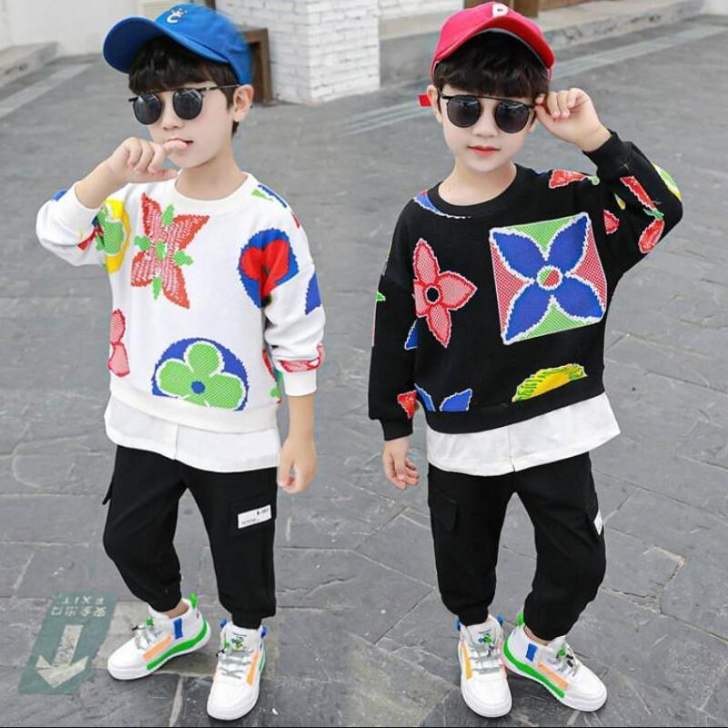2020 autumn childrens sweater+pants 2pcs boys sport clothing set baby boy clothes suit for toddlers Y1117