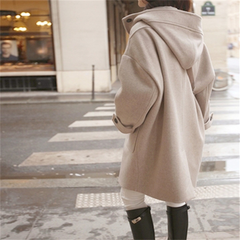 Colorfaith Women's Autumn Winter Hooded Jackets, Warm Preppy Style Long Coat, Elegant Casual Outwear, Wool Blend Jk683 T200828 B3