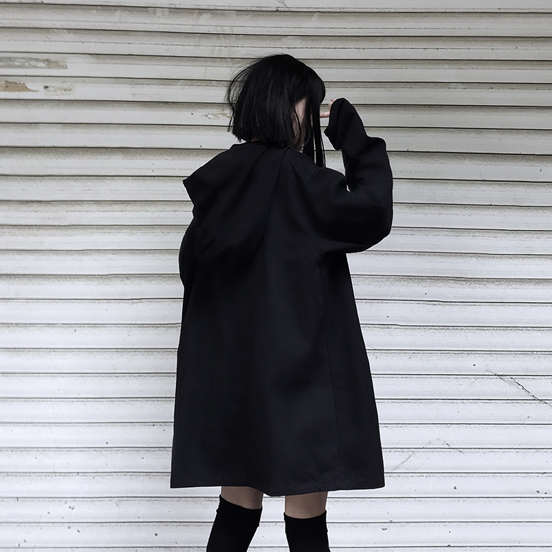 Women's Fashion Gothic Punk Hoodie Women's Jacket Jacket Long Sweatshirt Long Section 201112