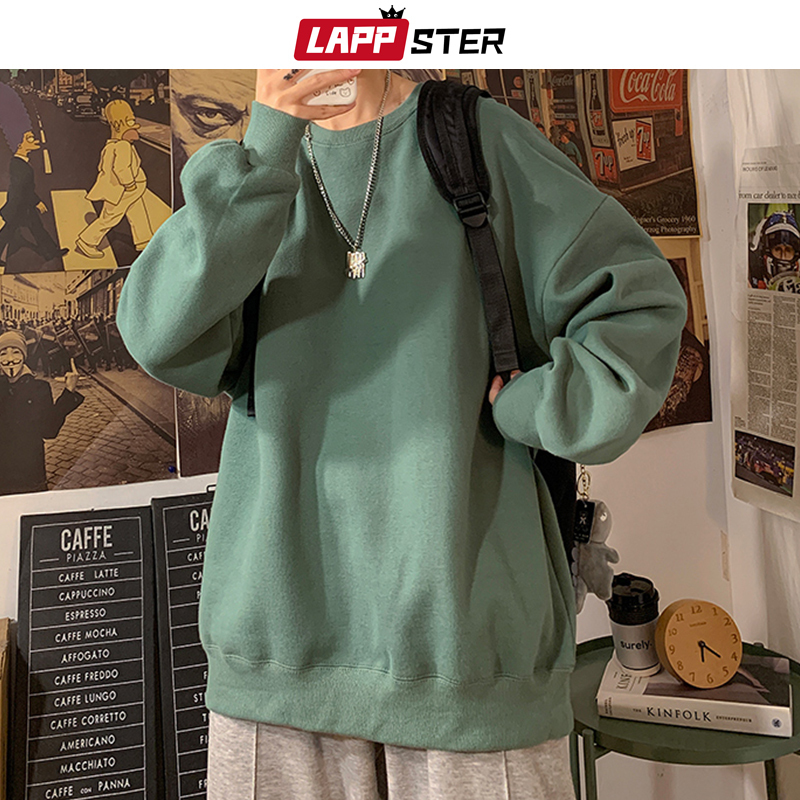 LAPPSTER Men Solid 22 Colors Harajuku Hoodies Mens Autumn Korean Fashions Oversized Sweatshirts Japanese Streetwear Clothes 201127