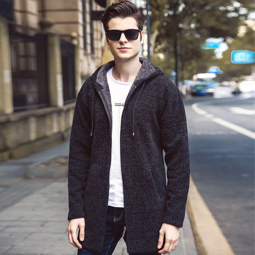 Winter new men's thickened sweater Plush coat youth hooded medium length t-1867#, White;black
Winter new men's thickened sweater Plush coat youth hooded medium length t-1867#, White;black