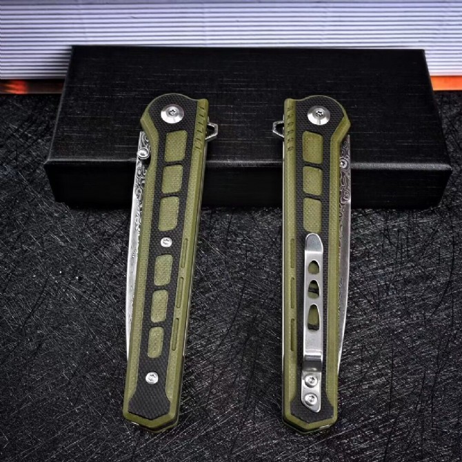 Green Hak Pocket Folding Knife M390/VG10 Damascus Blade G10 Handle Camping Hunting EDC Survival Tool Tactical Knives Xmas Gift a3931