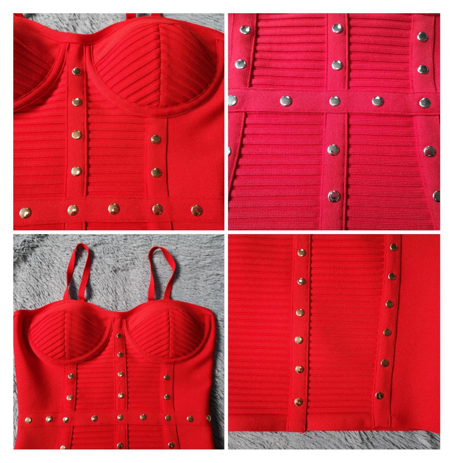 Night Dress Spaghetti Strap Mini Sleeveless Striped Bandage Dress Metal Rivet Club Sexy Cocktail Sheath Vestidos Christmas 210309