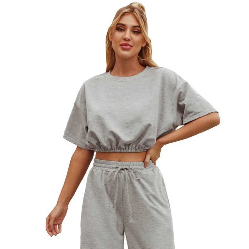 Fashion Loose Summer Woman Tshirts Causal Solid Short Sleeve Streetwear Women Sexy Tops W9124 210526