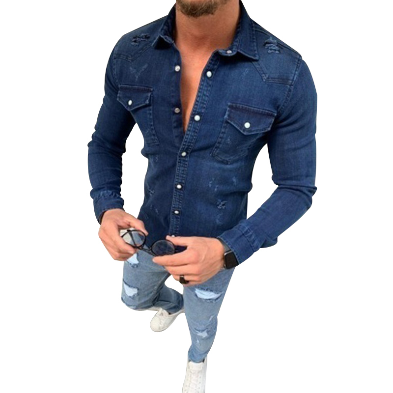 2021 Men' Shirts Fashion Jeans Casual Jackets Long Sleeves Pocket Slim Fit Autumn Soild Color Turn Down Tops Collared 85k8, Dark blue
2021 Men' Shirts Fashion Jeans Casual Jackets Long Sleeves Pocket Slim Fit Autumn Soild Color Turn Down Tops Collared 85k8, Dark blue
