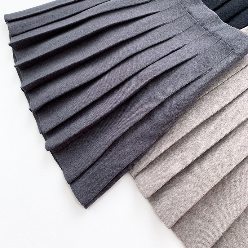 GIGOGOU Short Knit Women Mini Skirt High Waist Pleated A Line Skirt Preppy Style Ladies Unbrella Sweater Skirt Jupe Saia Faldas 210306